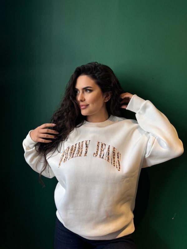 Önü Leopar Yazı Detaylı Sweat